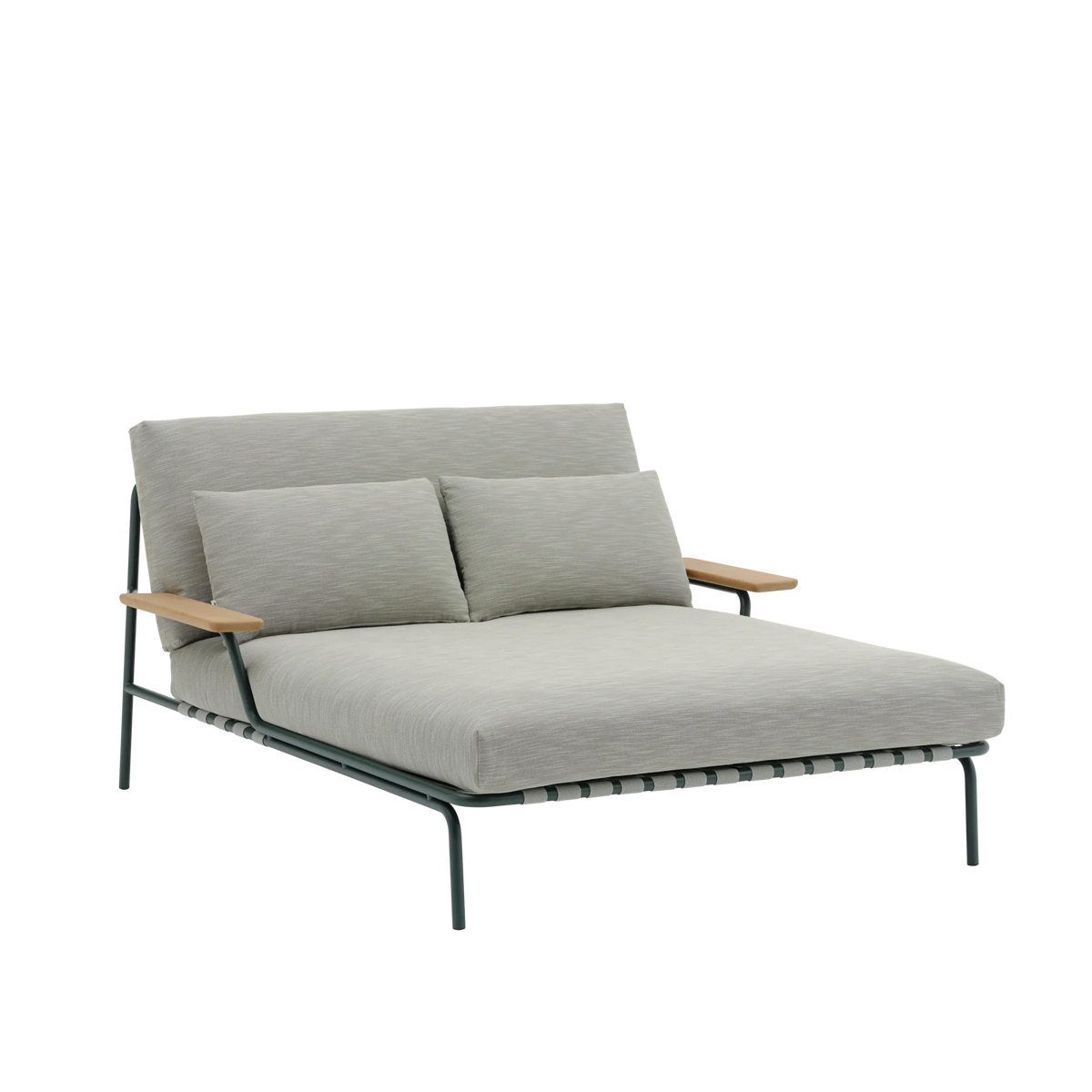 Muuto Settle utendørs daybed med armlene. Velg tekstil