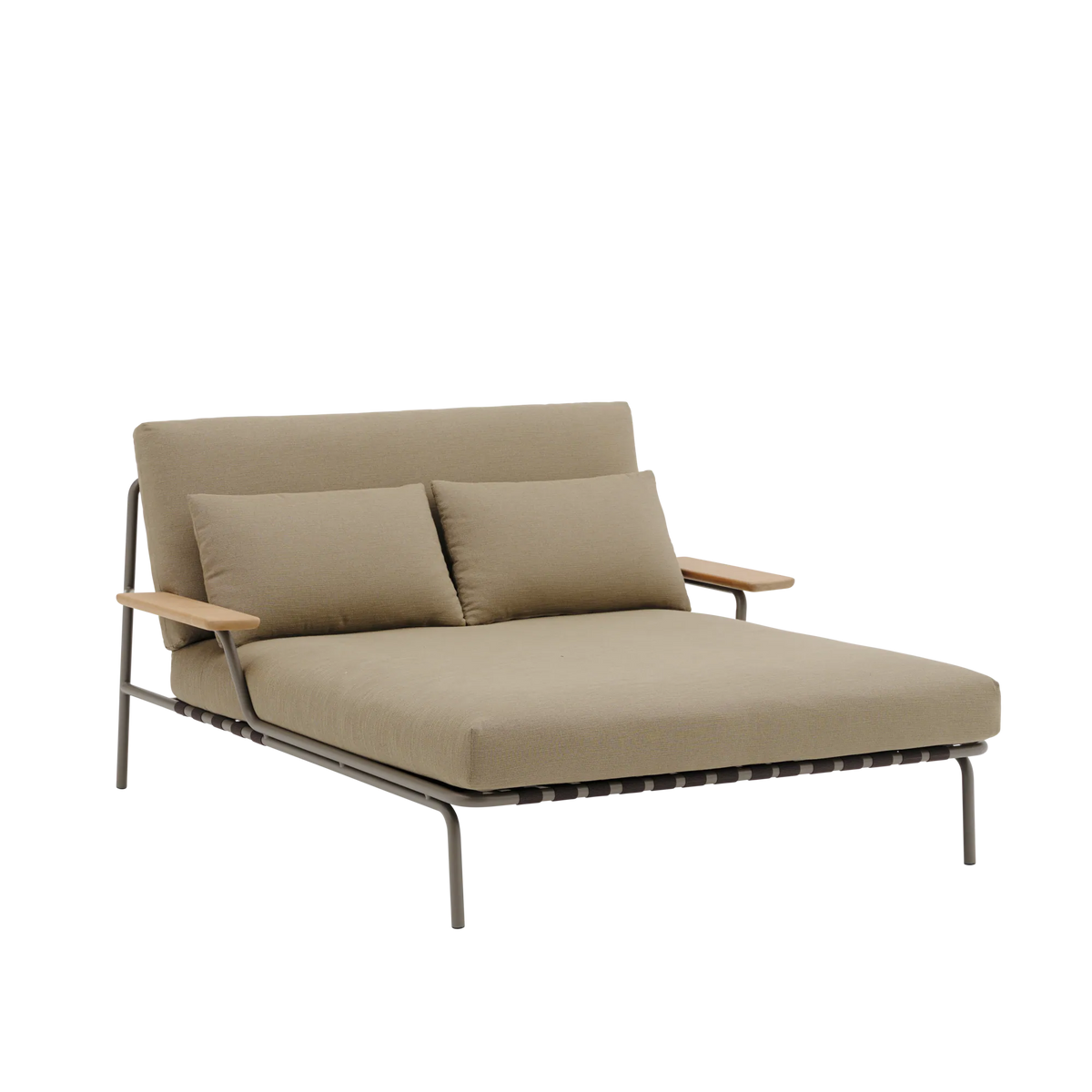 Muuto Settle utendørs daybed med armlene. Velg tekstil