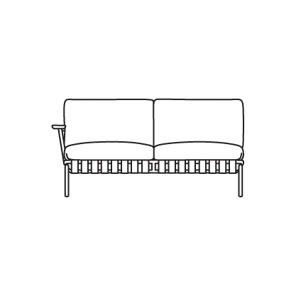Muuto Settle utesofa 2-seter med ett armlene. Velg tekstil