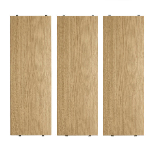 String hyllepakke. 3.pk hyller 78 x 20 cm, i eik. Bestillingsvare.