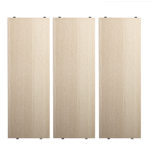 String hyllepakke. 3.pk hyller 78 x 20 cm, i ask. Bestillingsvare.