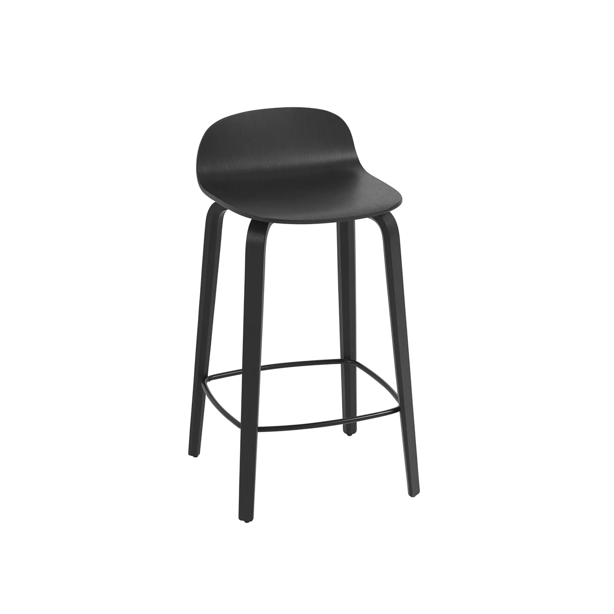 Muuto Visu Counter Stool barkrakk H65 med trebein, uten polstring. Velg sete og glidere