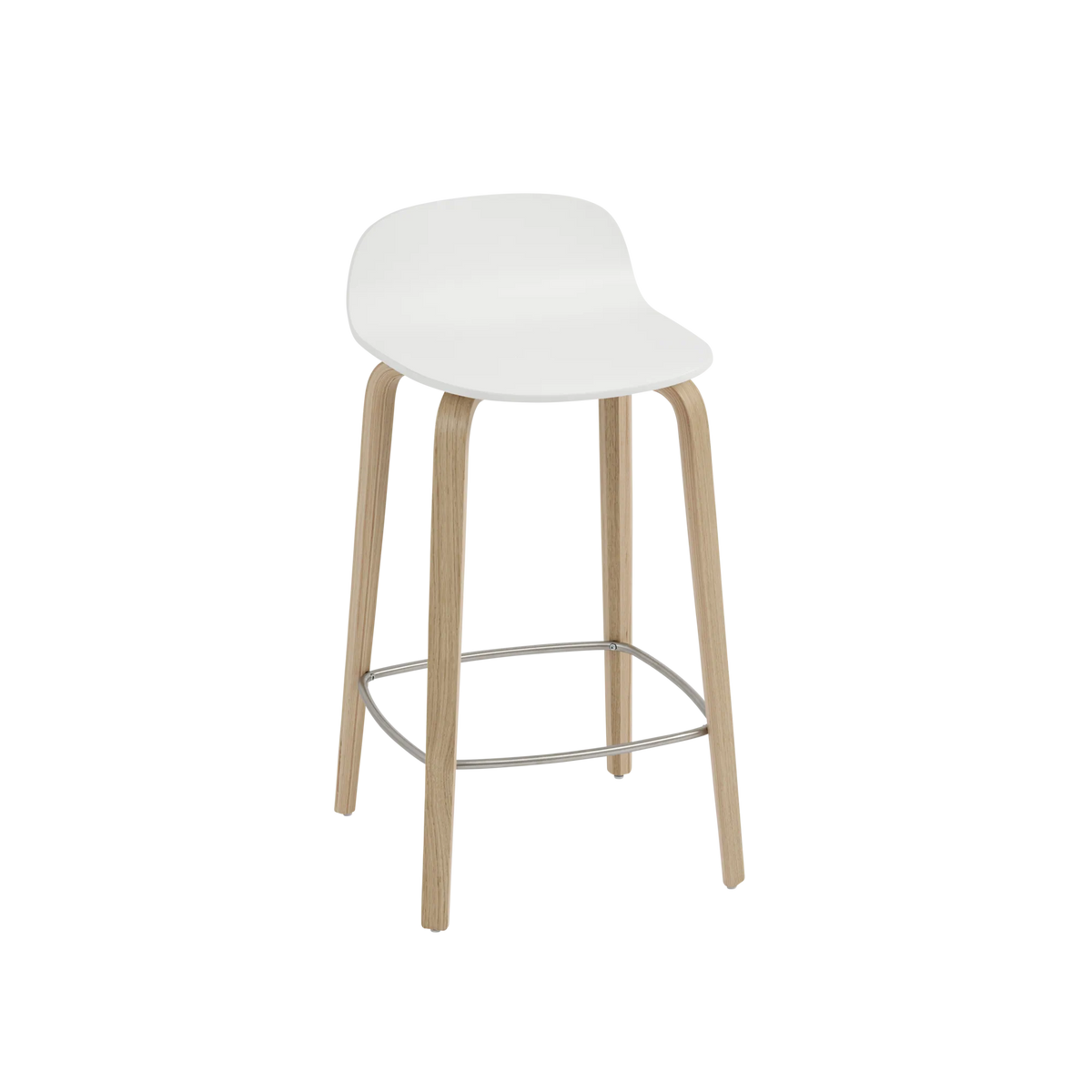 Muuto Visu Counter Stool barkrakk H65 med trebein, polstret. Velg tekstil