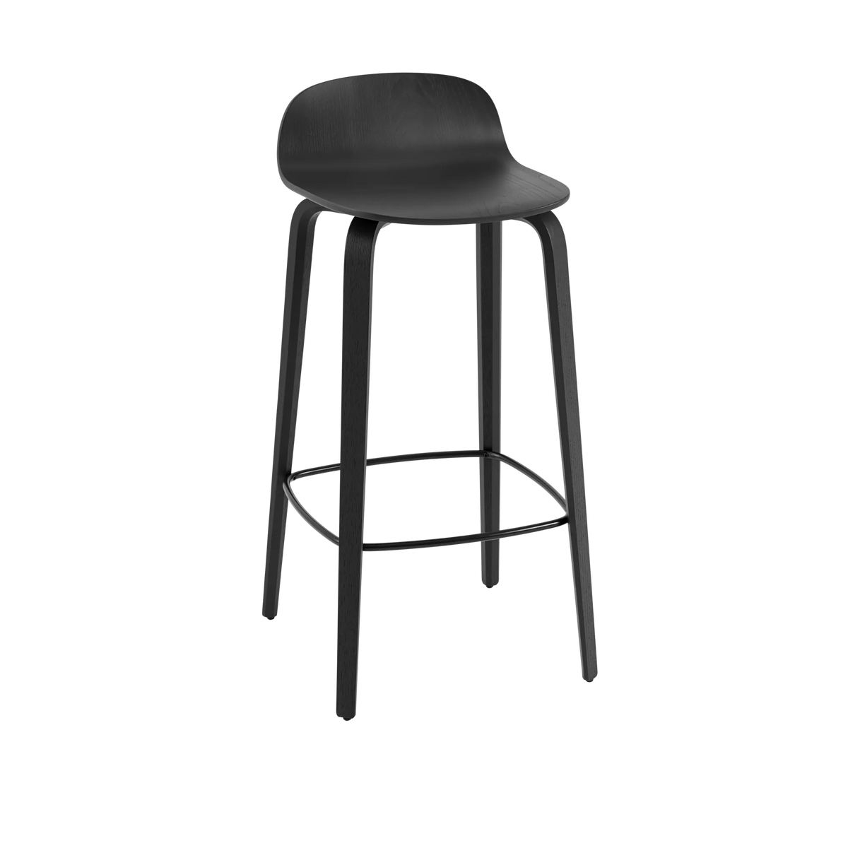 Muuto Visu Bar Stool barstol H75 med trebein, uten polstring. Velg sete og glidere