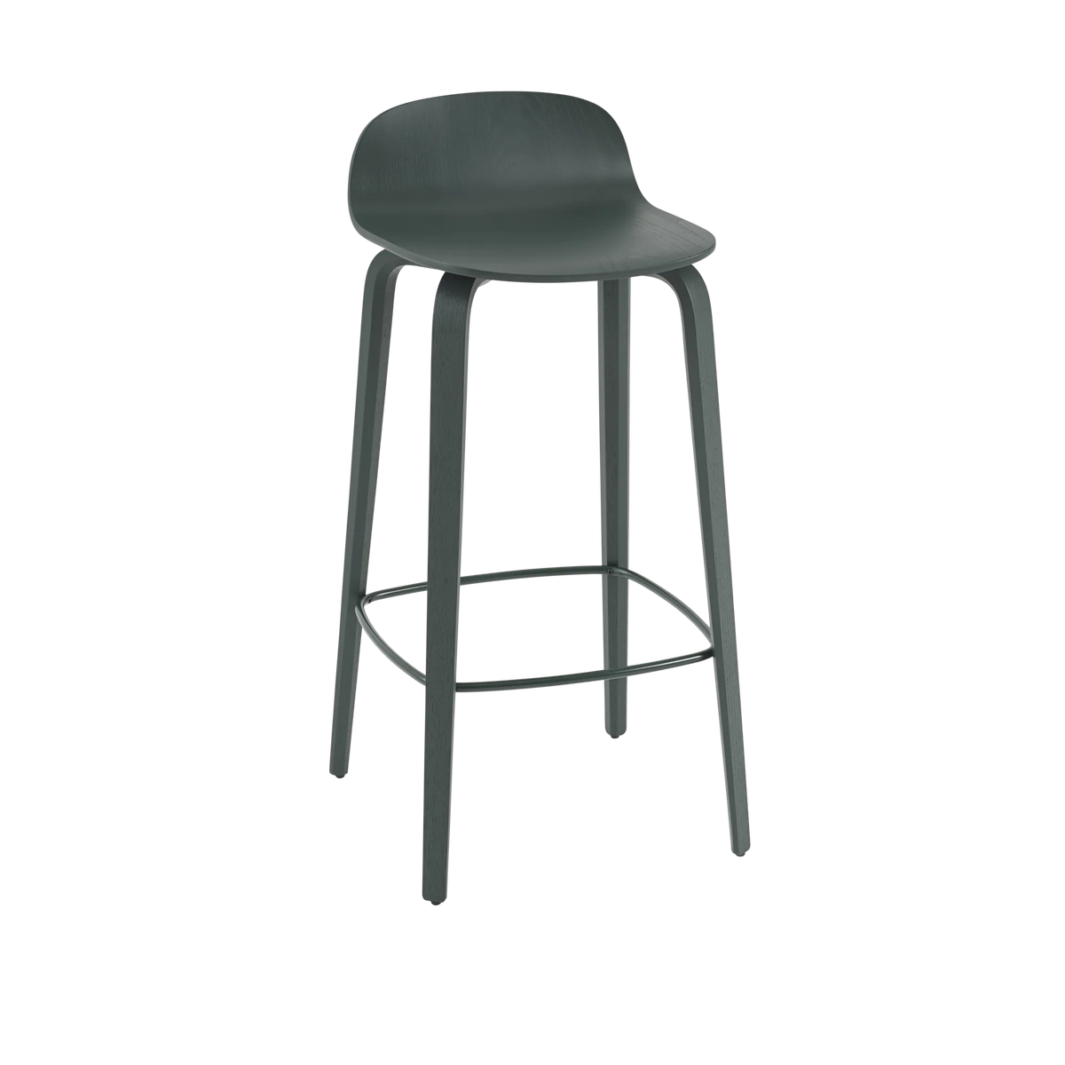 Muuto Visu Bar Stool barstol H75 med trebein, uten polstring. Velg sete og glidere