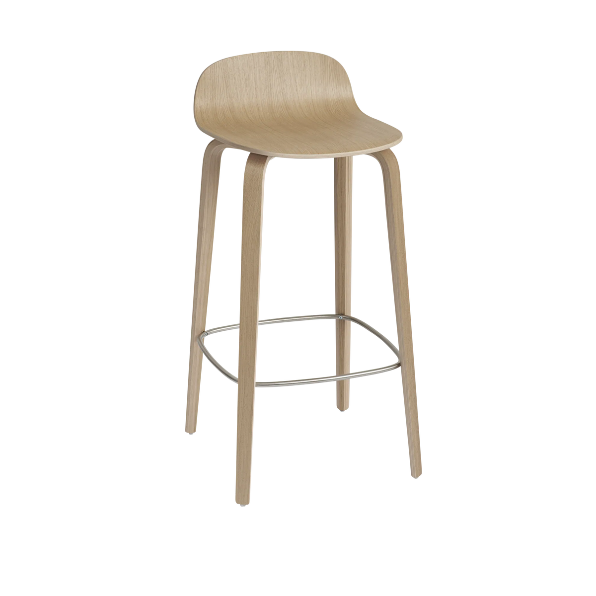 Muuto Visu Bar Stool barstol H75 med trebein, uten polstring. Velg sete og glidere