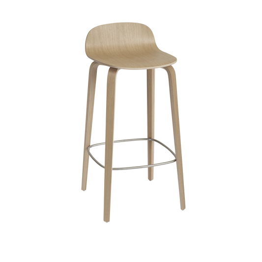 Muuto Visu Bar Stool barstol H75 med trebein, uten polstring. Velg sete og glidere