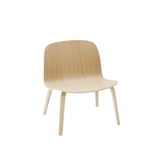 Muuto Visu Lounge Chair loungestol med trebein, uten polstring. Velg sete og glidere