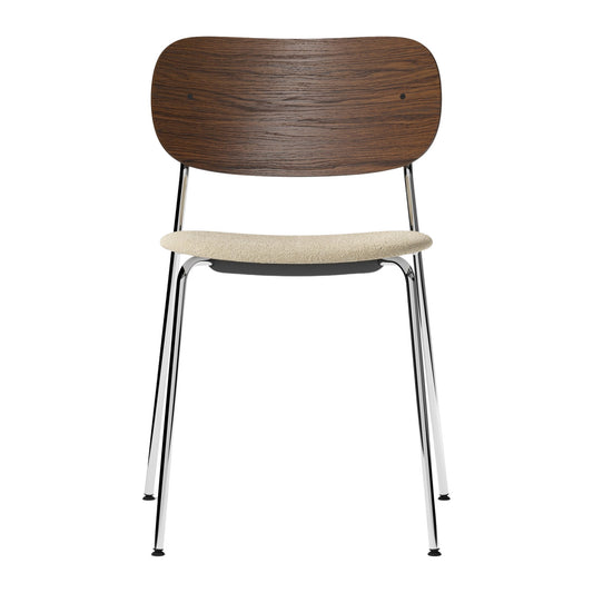 Audo Copenhagen Co Dining Chair spisestol, polstret sete, uten armlener, krom. Velg tekstil og rygg