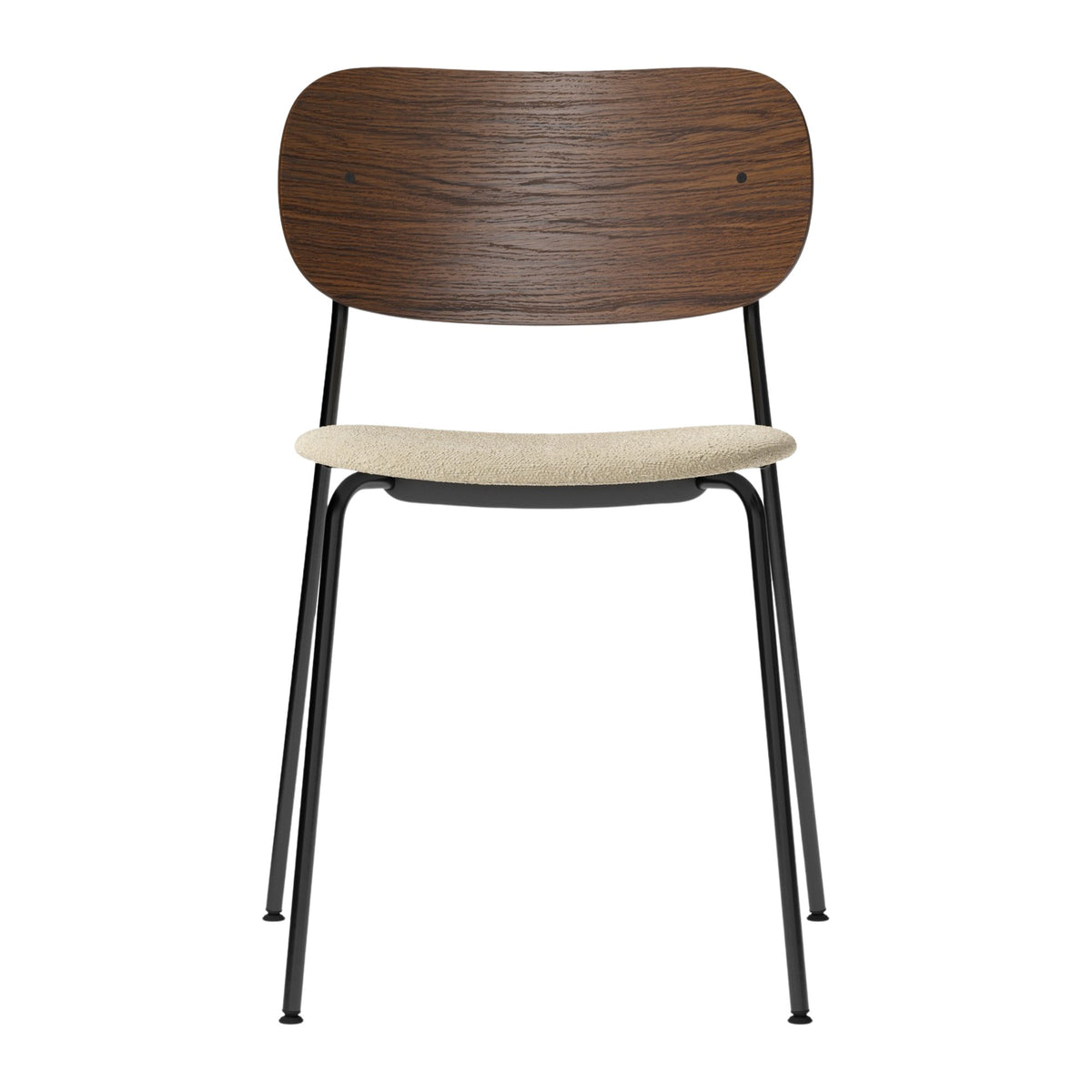 Audo Copenhagen Co Dining Chair spisestol, polstret sete, uten armlener, sort stål. Velg tekstil og rygg