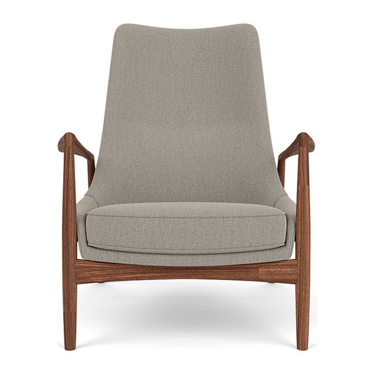 Audo Copenhagen The Seal Lounge Chair lenestol, høy rygg. Velg tekstil og treverk