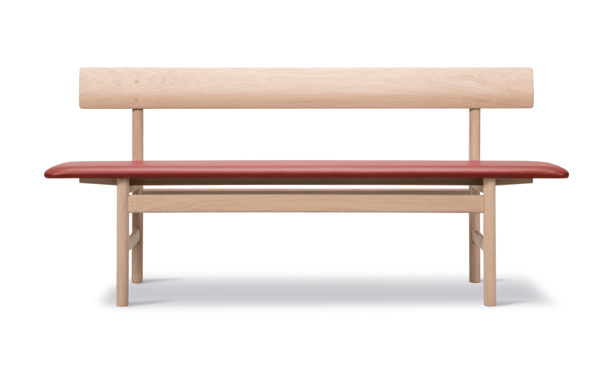 Fredericia The Mogensen Bench med rygg – Eik lys olje. Velg tekstil