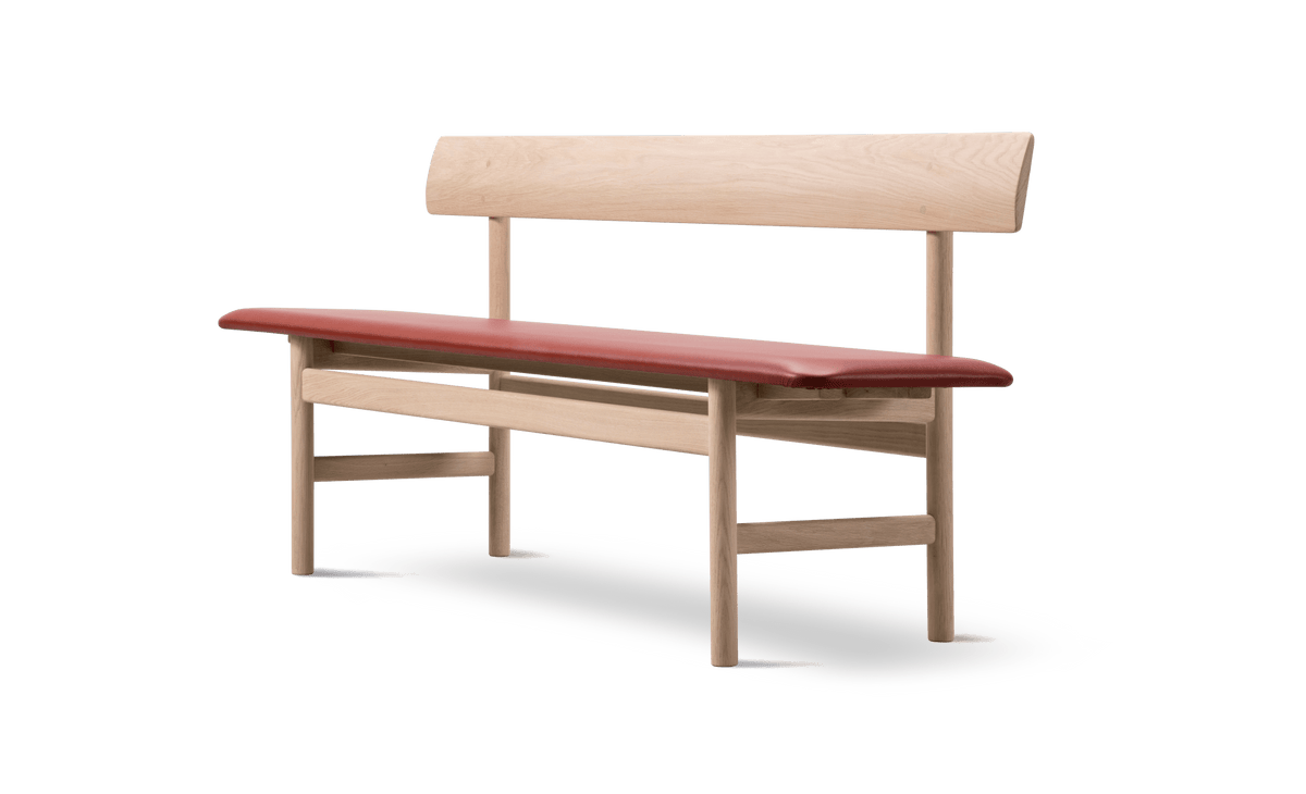Fredericia The Mogensen Bench med rygg – Eik lys olje. Velg tekstil