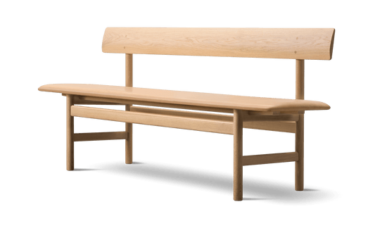 Fredericia The Mogensen Bench med rygg – Eik olje. Velg tekstil