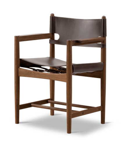 Fredericia The Spanish Dining Chair armstol. Velg skinn og treverk