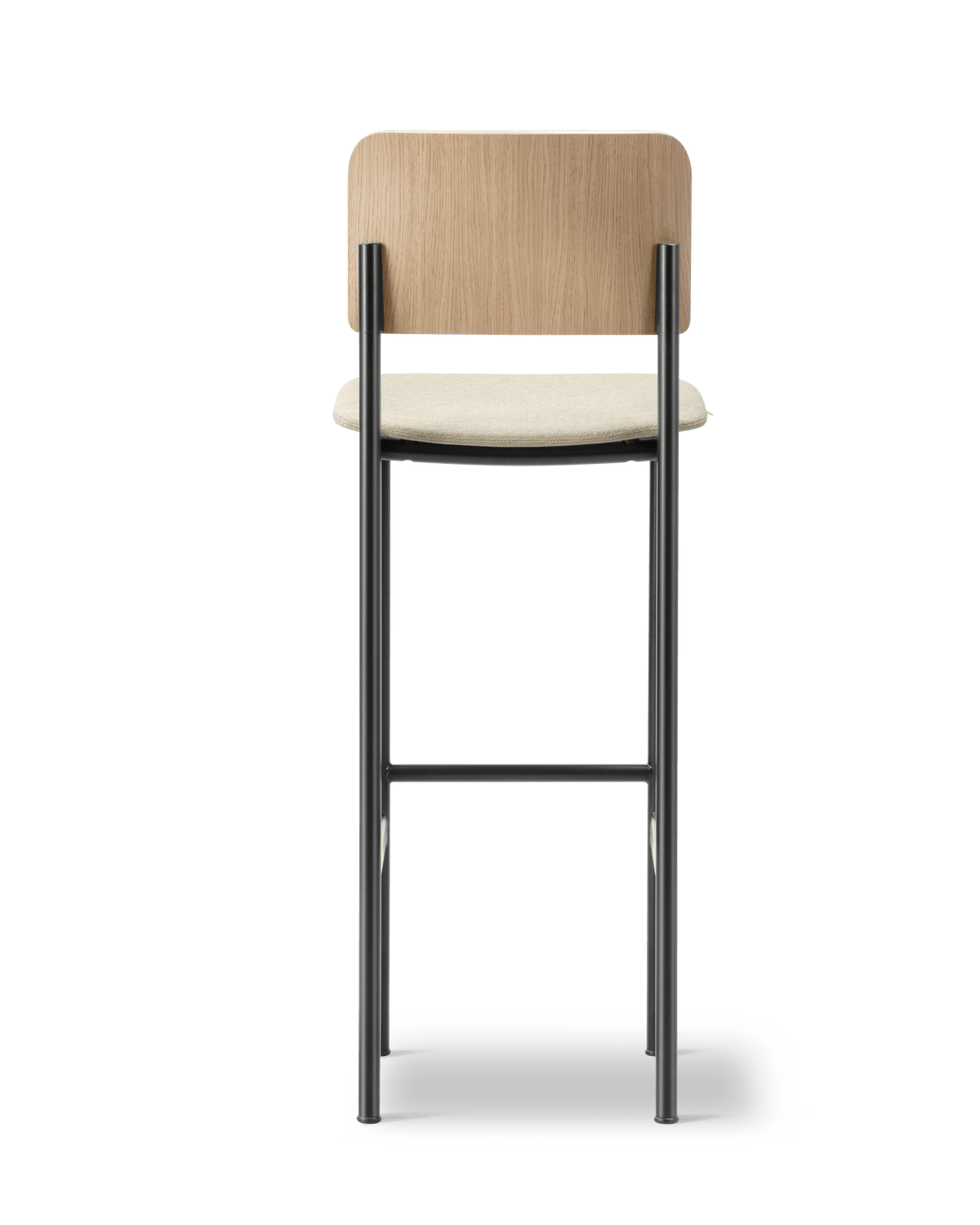 Fredericia Plan Barstool setepolstret. Velg tekstil og treverk