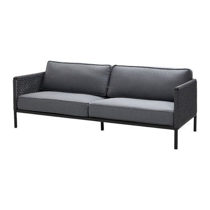 Cane-line Encore 3-seter sofa, lava grey/dark grey Soft Rope m/AirTouch-puter