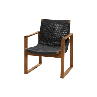 Cane-line Endless loungestol, dark grey Soft Rope m/teak