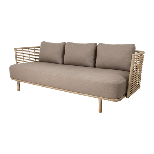 Cane-line Sense 3-seter sofa, Natural Weave, inkl. puter Taupe AirTouch
