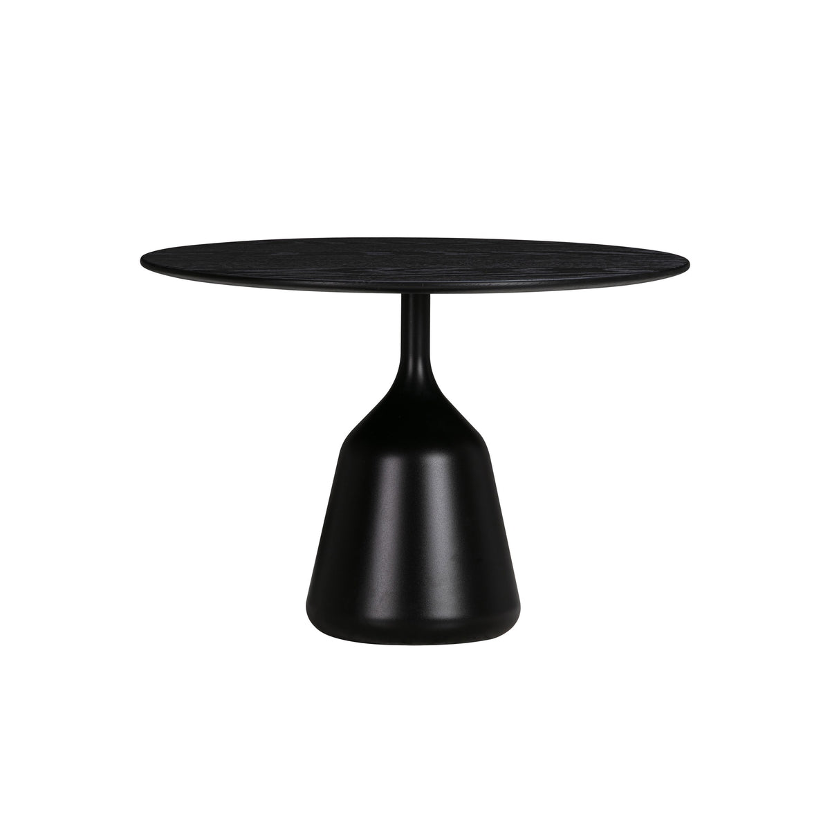 Wendelbo Coin sidebord, lav (ø58 cm, h 40 cm) – Svartbeiset eikefinér, svart understell