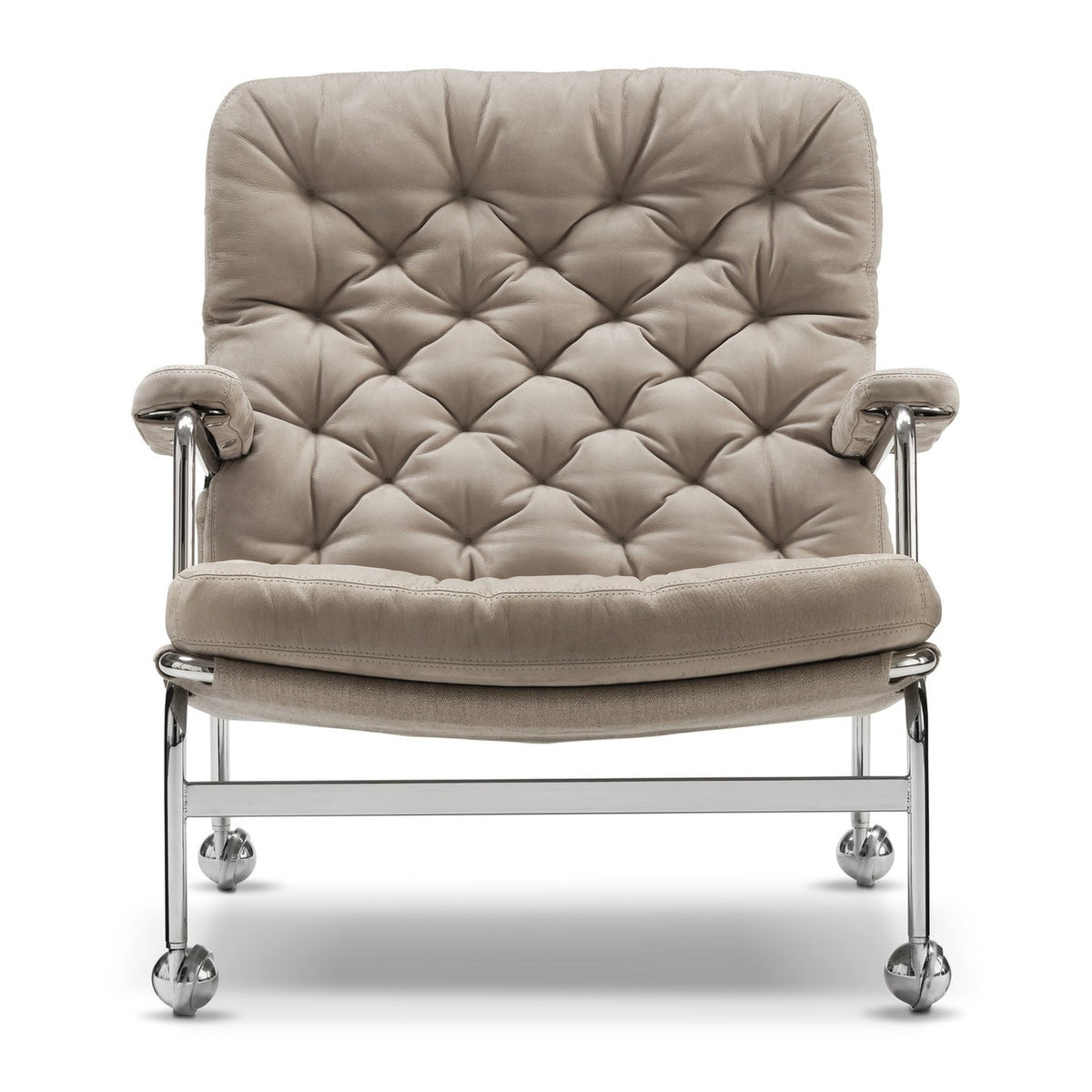 DUX Karin 73 lenestol, krom og Walky Nubuck skinn beige