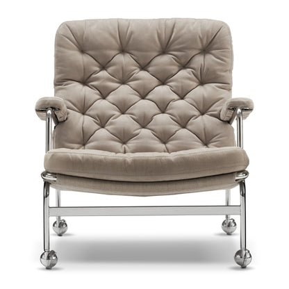 DUX Karin 73 lenestol, krom og Walky Nubuck skinn beige