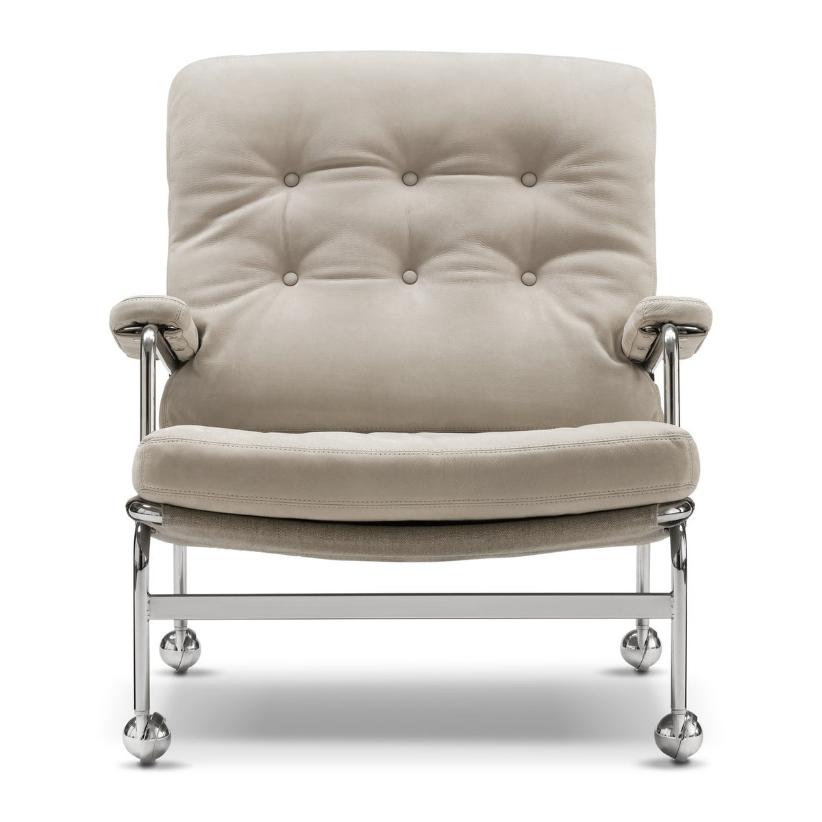 DUX Karin lenestol, krom og Walky Nubuck skinn beige