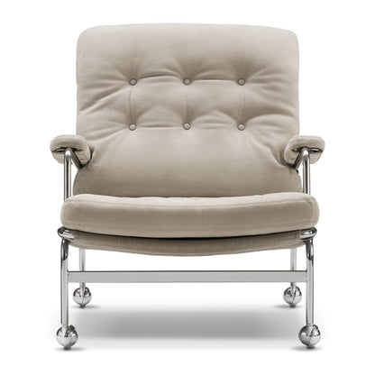 DUX Karin lenestol, krom og Walky Nubuck skinn beige