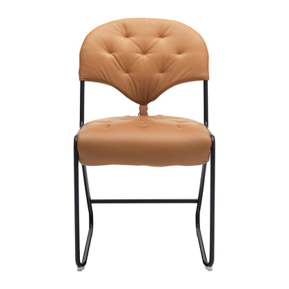 DUX Sam stol uten armlene, sort stativ, Naturale skinn Camel