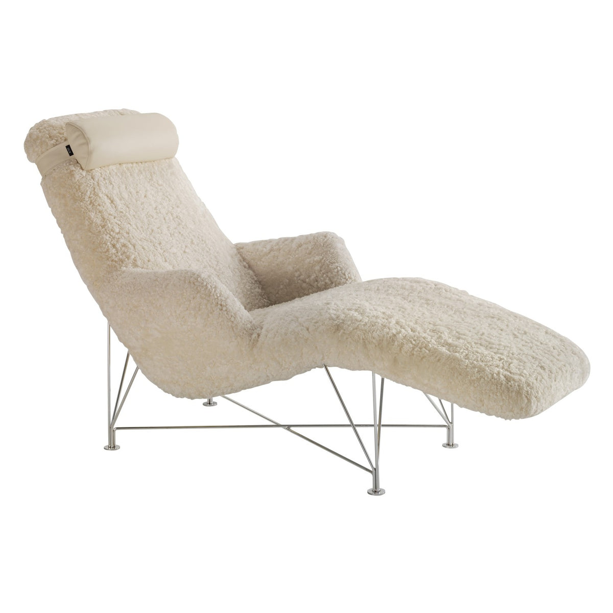 DUX Superspider hvilestol, krom og saueskinn Off White