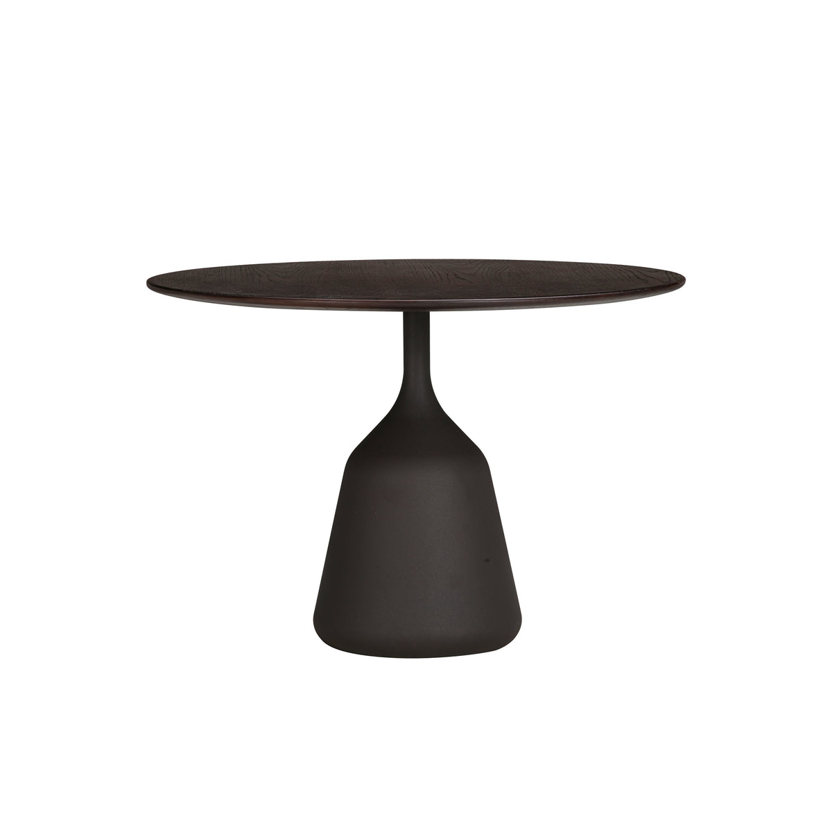 Wendelbo Coin sidebord, lav (ø58 cm, h 40 cm) – Brunbeiset eikefinér, brunt understell