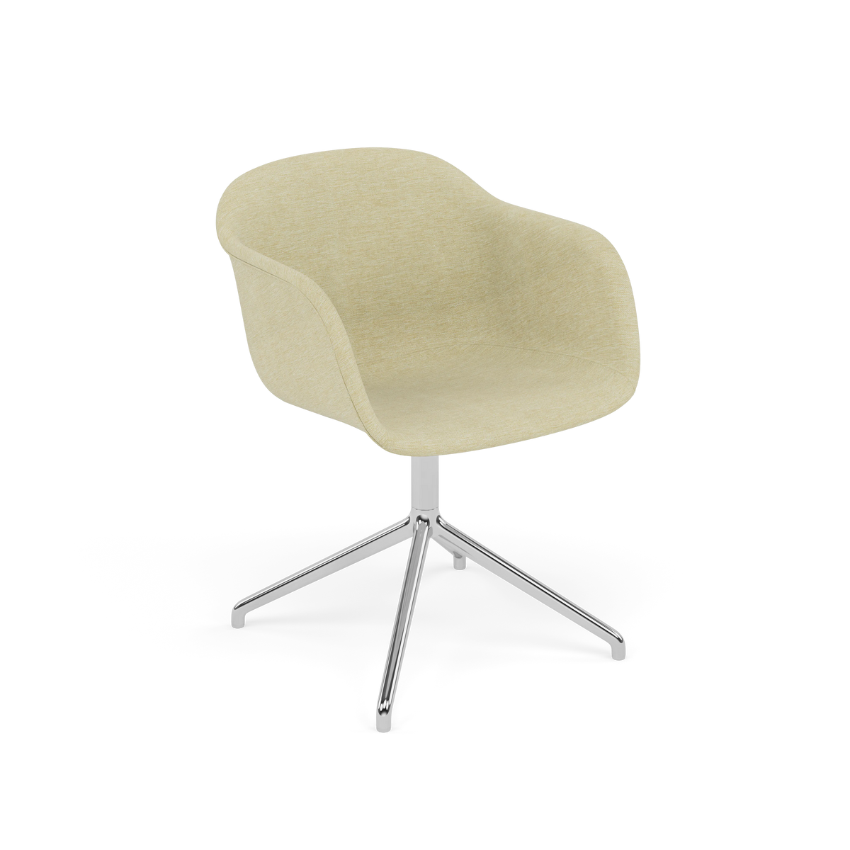 Muuto Fiber Armchair stol med armlener og svingbart understell, frontpolstret. Velg tekstil
