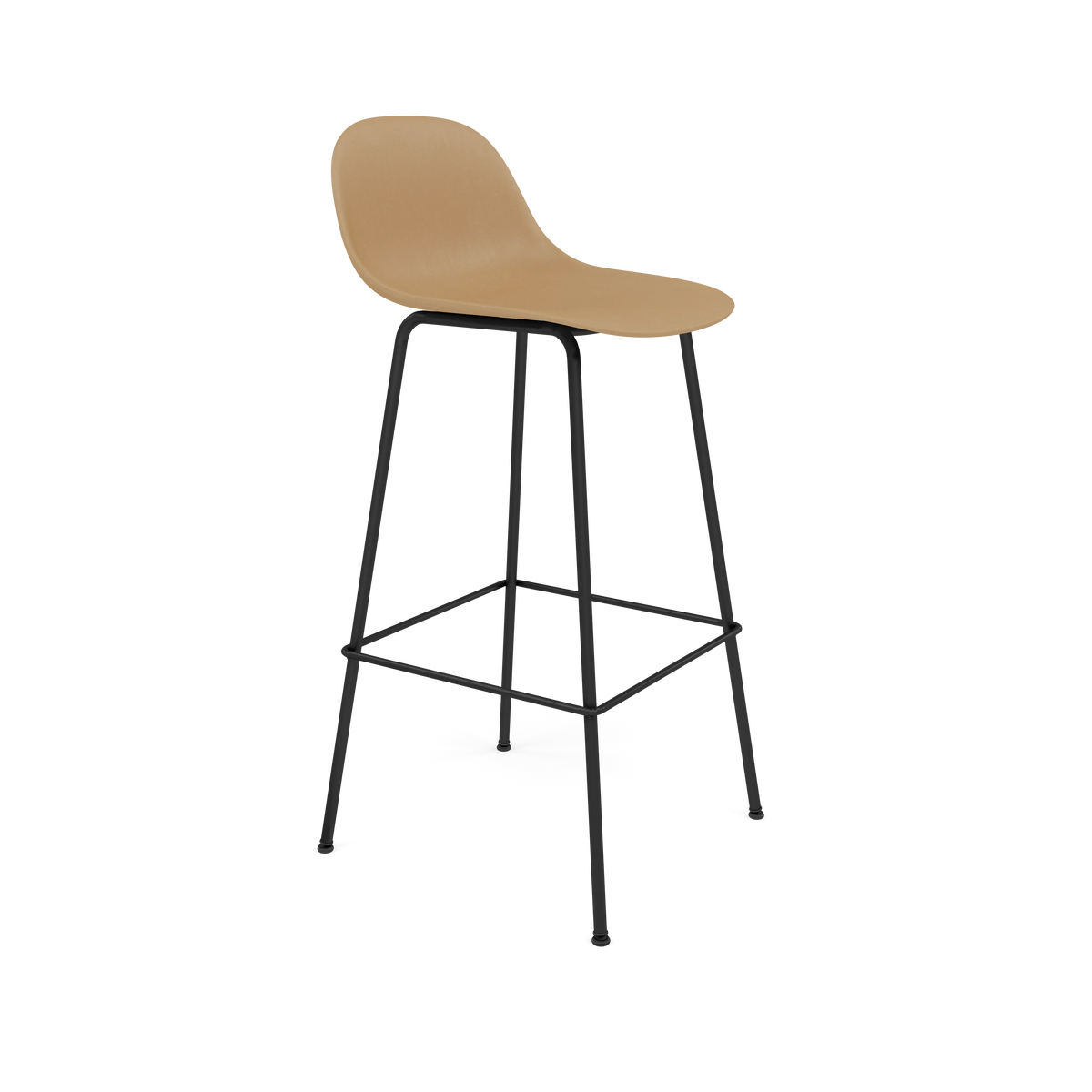 Muuto Fiber Bar Stool barstol H75 med rørunderstell, uten rygg, polstret. Velg tekstil