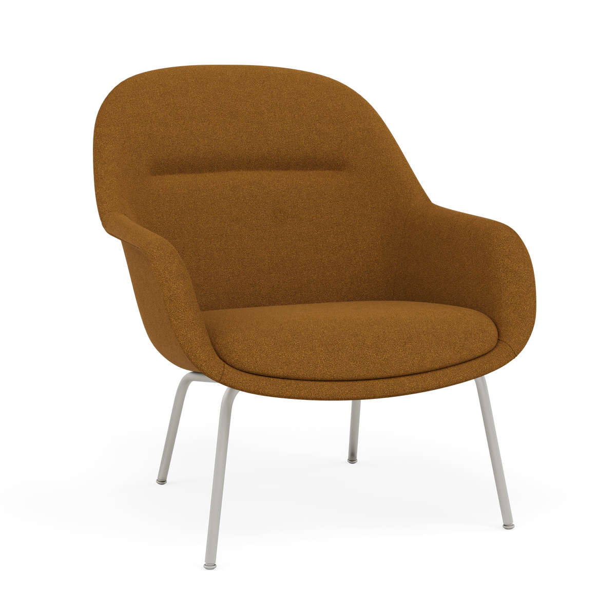 Muuto Fiber Lounge Armchair loungestol med armlener og rørunderstell. Velg tekstil
