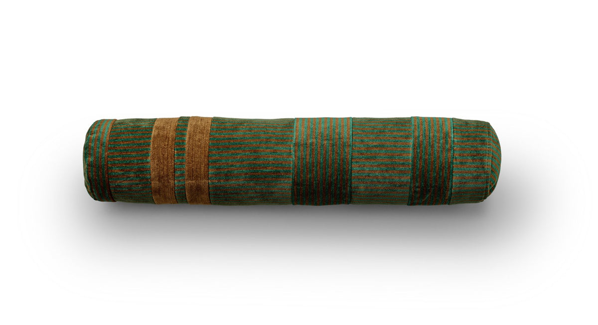 Eilersen Pyjamas pølsepute Gale Ø15 x 74 cm – P06/S03 – mørk grønn med oransje aksent