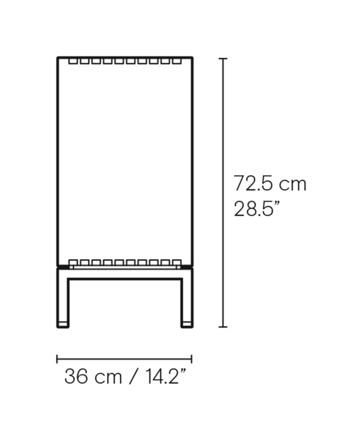 Carl Hansen FK632110F FK63 dyp gulvstående reol 72,5x112x36 cm – måltegning