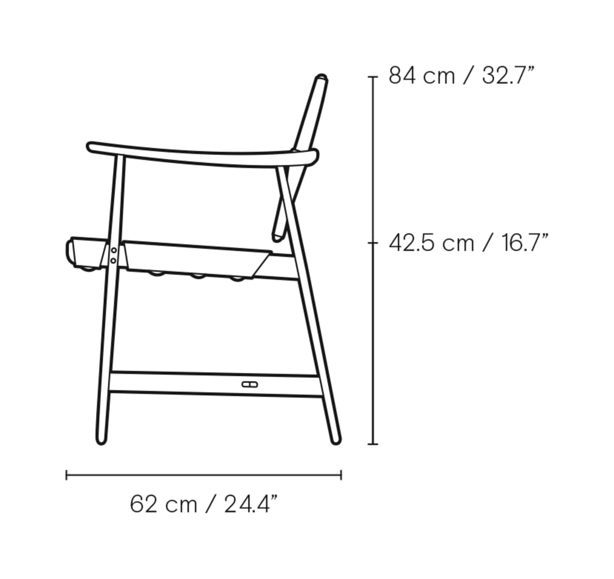 Carl Hansen BM1106 Huntsman Chair spisestol – måltegning fra siden