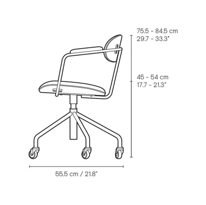 Carl Hansen CH621 Swivel Chair dreiestol – måltegning fra siden