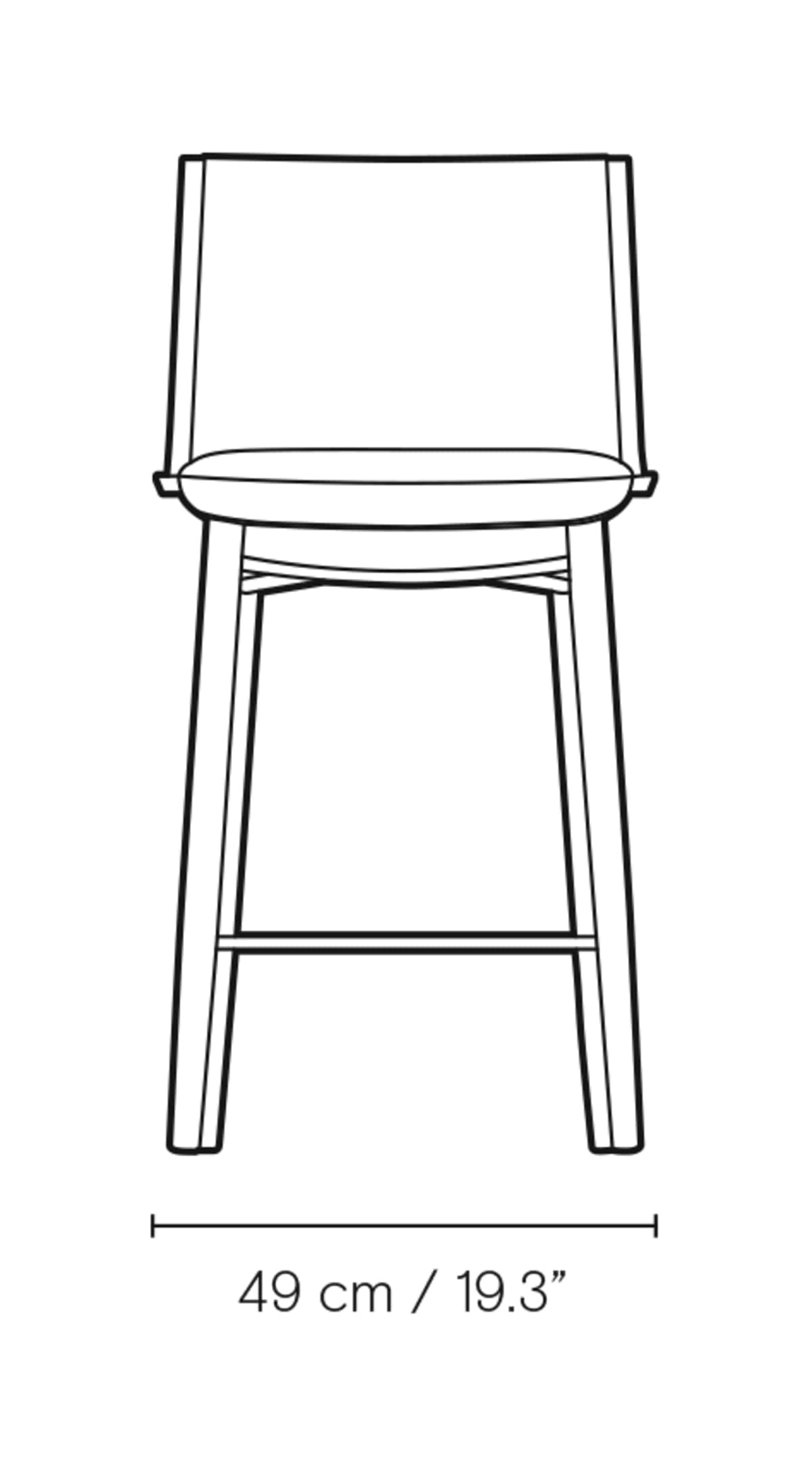 Carl Hansen E006/E007 Embrace Bar Stool barstol – måltegning fra siden