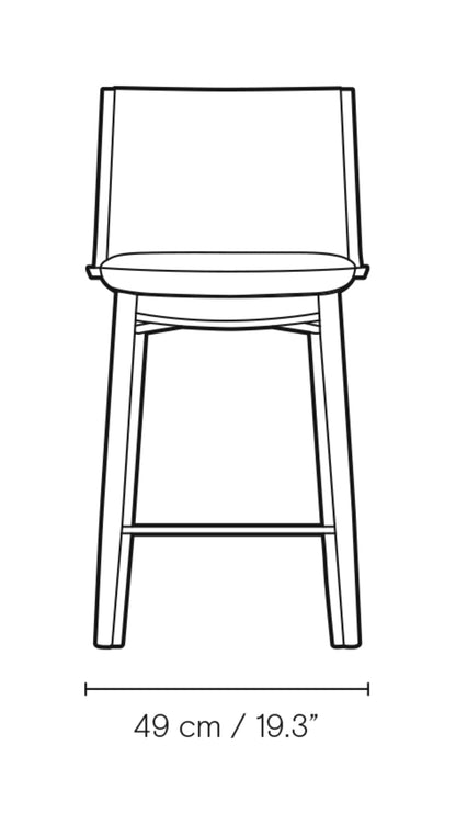 Carl Hansen E006/E007 Embrace Bar Stool barstol – måltegning fra siden