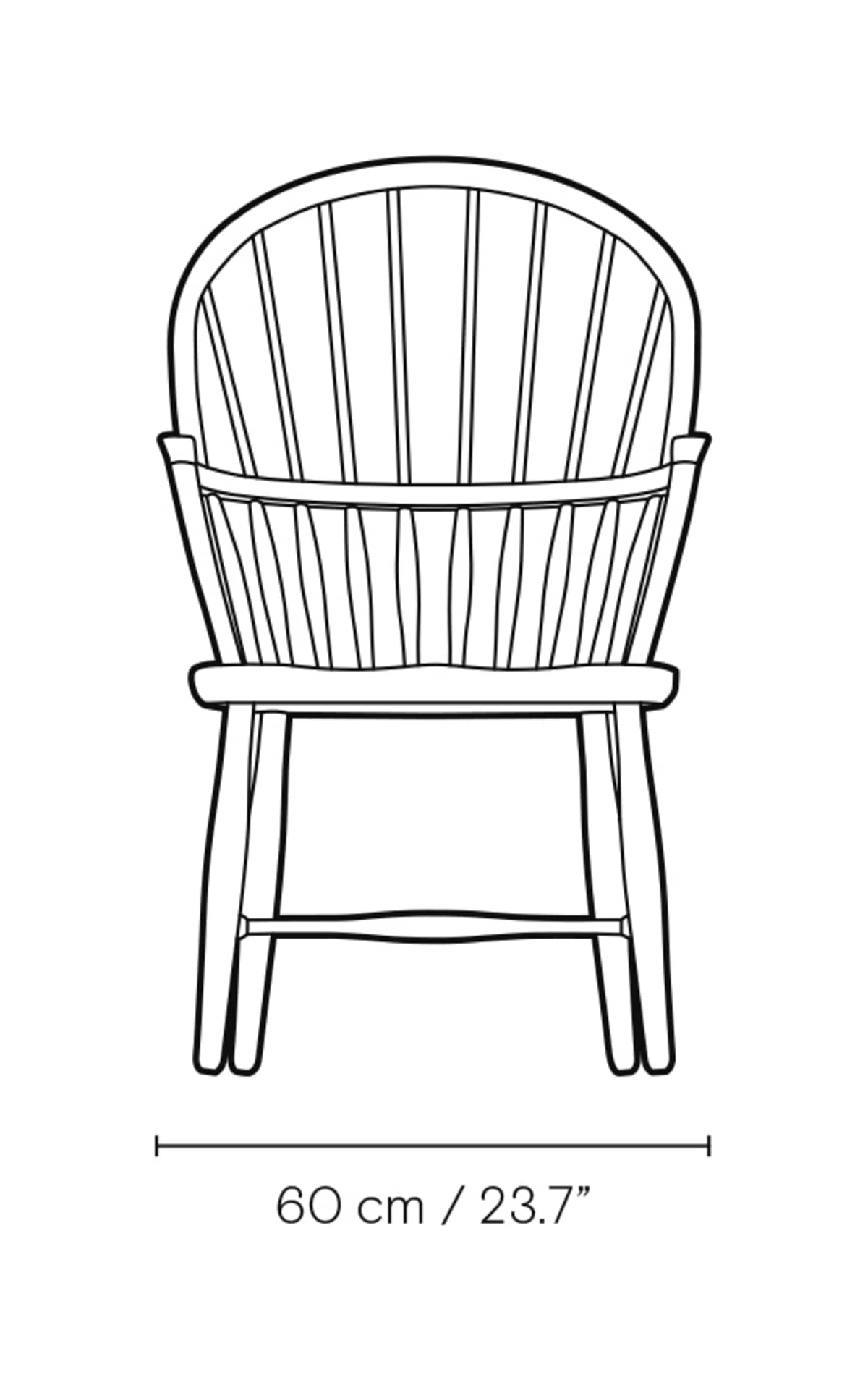 Carl Hansen FH38 Windsor Chair spisestol – måltegning forfra