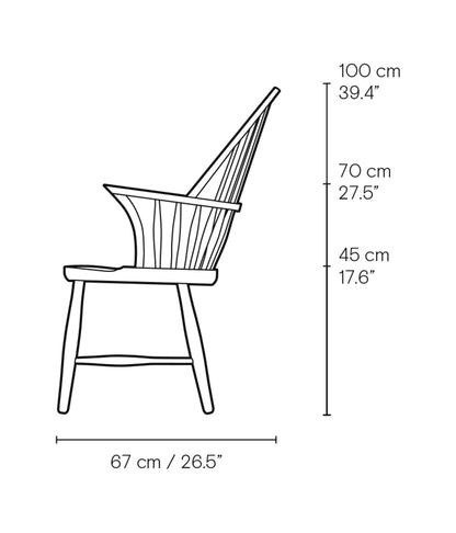 Carl Hansen FH38 Windsor Chair spisestol – måltegning fra siden