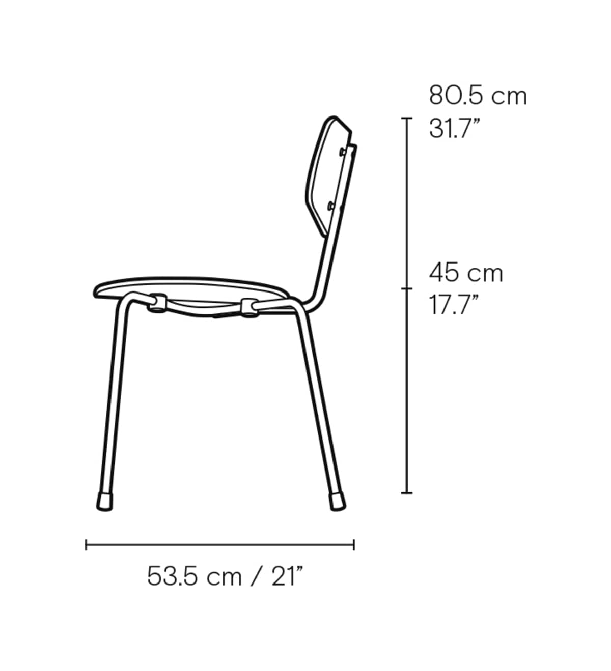 Carl Hansen VLA26T Vega Chair spisestol – måltegning fra siden