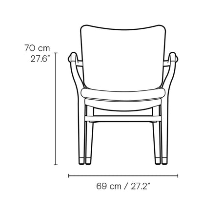 Carl Hansen VLA61 Monarch Chair spisestol – måltegning forfra