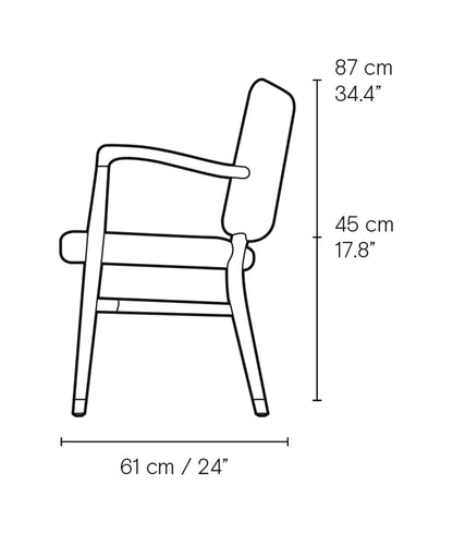 Carl Hansen VLA61 Monarch Chair spisestol – måltegning fra siden