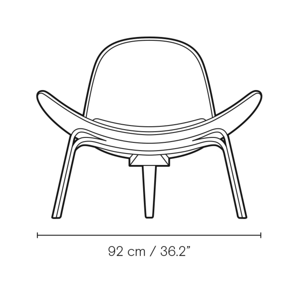 Carl Hansen CH07 Shell Chair lenestol – måltegning forfra