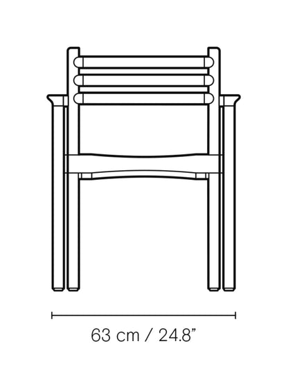 Carl Hansen AH502 utestol med armlener i teak – måltegning