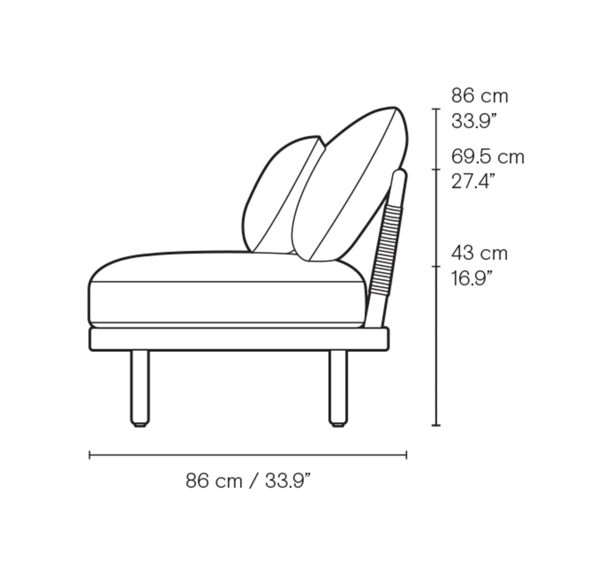 Carl Hansen E530 Embrace Outdoor loungemodul med lav rygg – teak, Agora Life Oat 1760 – måltegning
