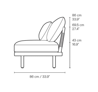 Carl Hansen E530 Embrace Outdoor loungemodul med lav rygg – teak, Agora Life Oat 1760 – måltegning