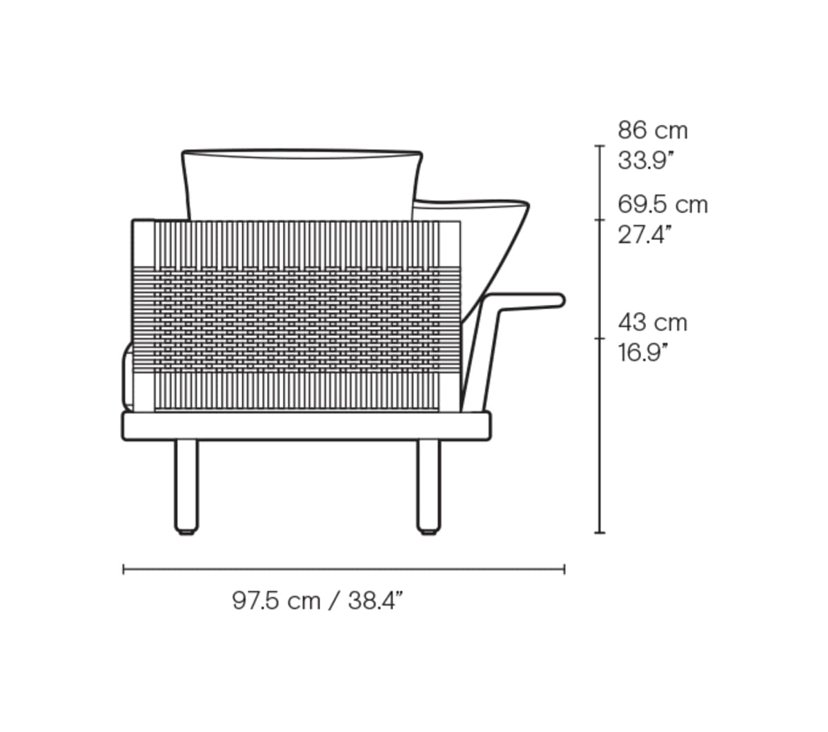 Carl Hansen E540 Embrace Outdoor loungemodul med sidelene og sidebord – teak, Agora Life Oat 1760 – måltegning